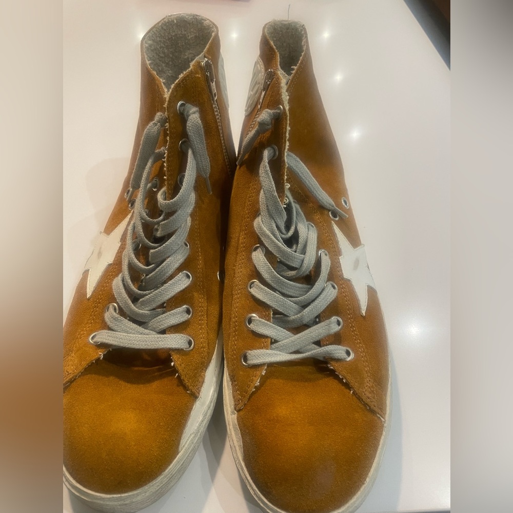 Men’s size 44 Golden Goose high tops. Style Francy, color dark beige.